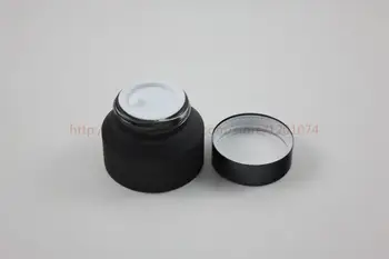50g painted black frosted Glass sloping shoulder cream jar with black aluminum lid+white inner lid,,cosmetic container
50g painted black frosted Glass sloping shoulder cream jar with black aluminum lid+white inner lid,,cosmetic container