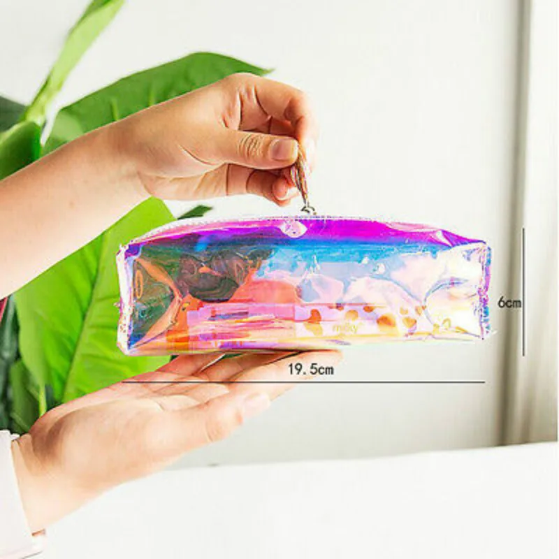 Women Kawaii Colorful Laser Transparent Container Vacuum Cosmetic Make Up Storage Bags Tassel Makeup Pouch Organizer | Дом и сад