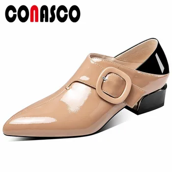 CONASCO Rome Style Women Genuine Leather Square Heels Party Shoes Woman Buckles Sexy Patchwork Dancing Shoes Office Pumps
CONASCO Rome Style Women Genuine Leather Square Heels Party Shoes Woman Buckles Sexy Patchwork Dancing Shoes Office Pumps