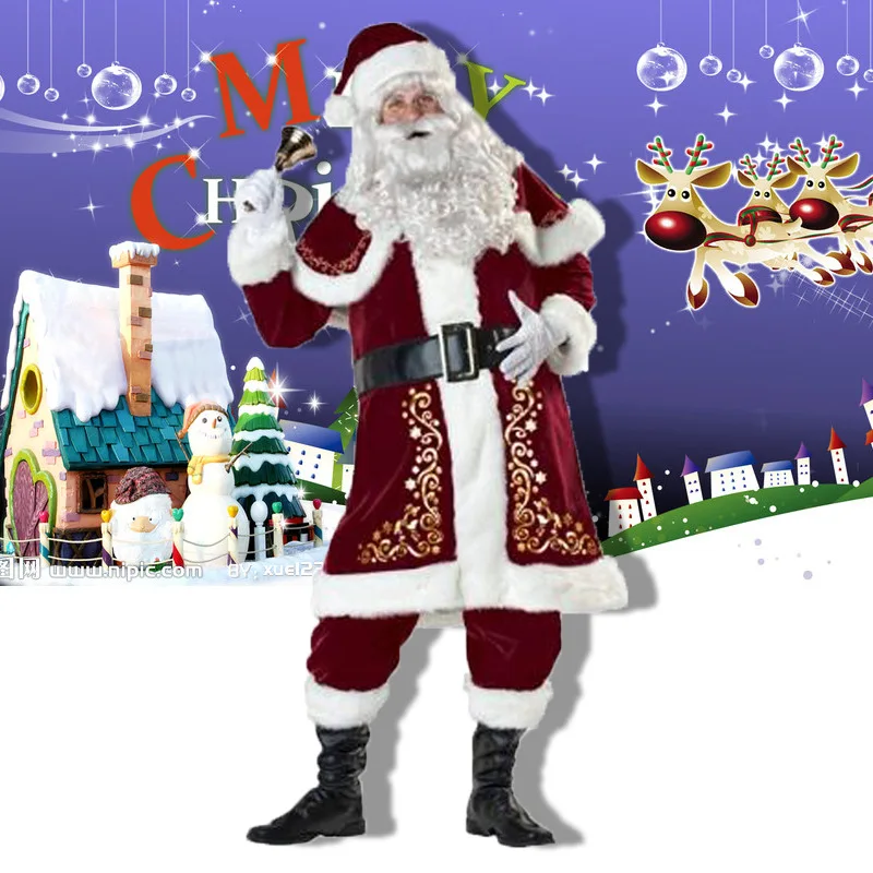 Cosplay&ware Full Set Christmas Costumes Santa Claus Red Costume Luxury Suit With White Beard 18 Cosplay&ware Full Set Christmas Costumes Santa Claus Red Costume Luxury Suit With White Beard -Cosplayware Store HTB15jAMXInrK1RjSspkq6yuvXXa2.jpg