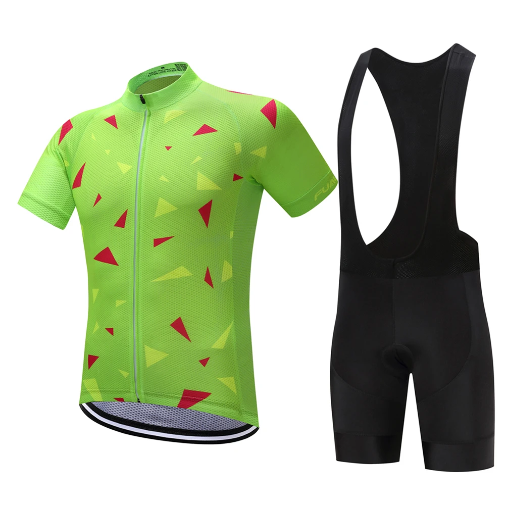 FUALRNY Brand Pro Bicycle Wear Maillot Ropa Ciclismo Short Sleeve Breathable Cycling Jersey set With Bike Cycling Bib Shorts