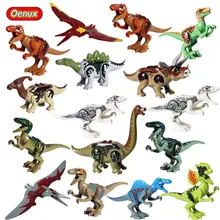 Oenux Neue Jurassic Dinosaurier Modell Figuren Baustein Brachiosaurus Tyrannosaurus Dinossauro Welt Brinquedo Ziegel Kinder Spielzeug(China)