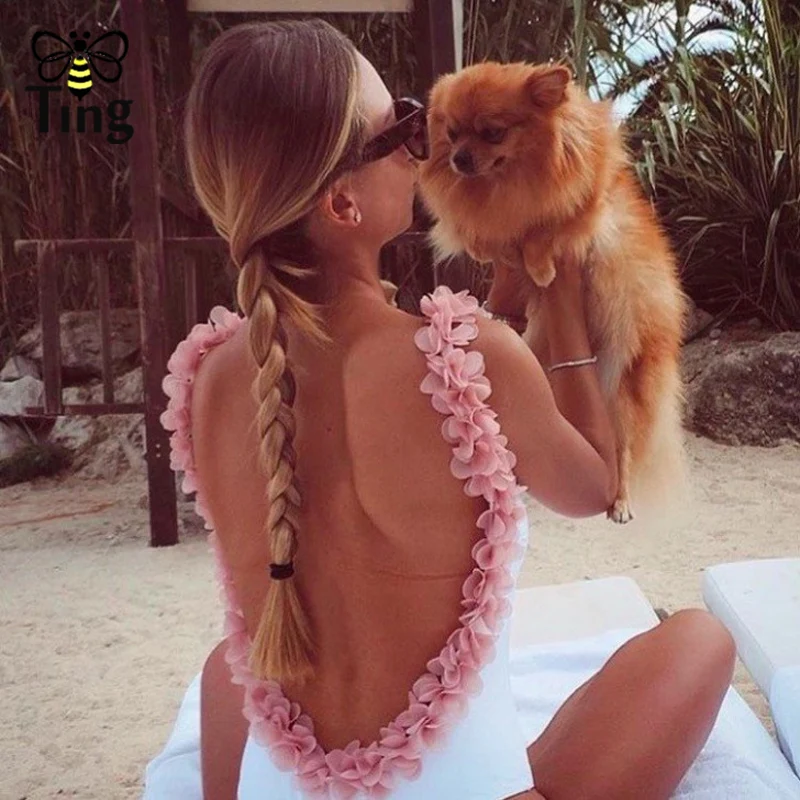Tingfly Sexy Bodysuit Pink Sleeveless Backless Skinny Bodysuit Flower Appliques Bodysuit Summer Holiday Beach Bikini Female 
Tingfly Sexy Bodysuit Pink Sleeveless Backless Skinny Bodysuit Flower Appliques Bodysuit Summer Holiday Beach Bikini Female