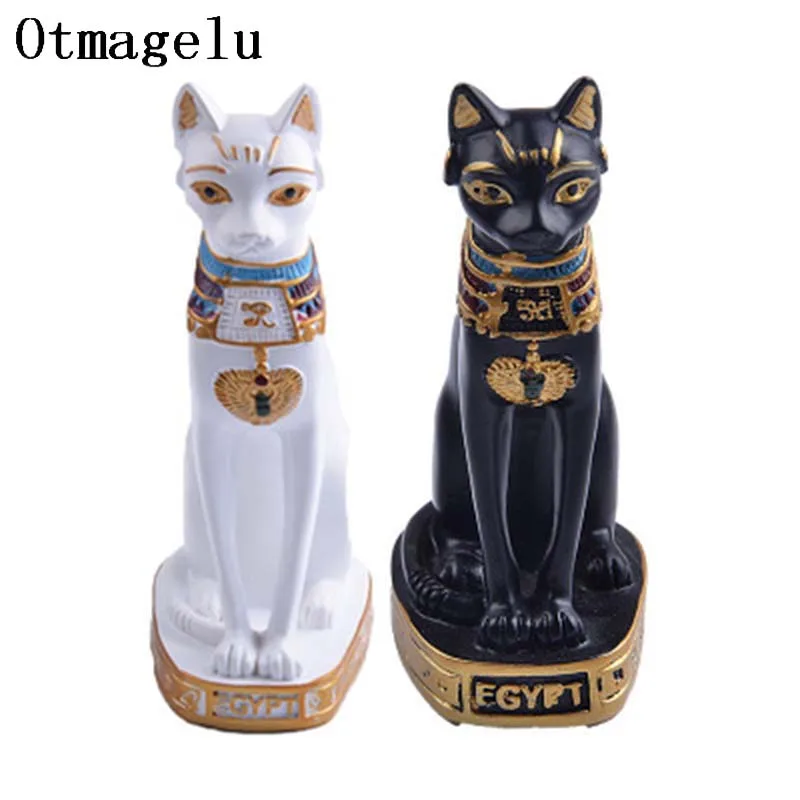 

Vintage Egypt Cat God Statue Resin Figurines Home Gardening Small Ornaments Accessories for Living Room background Miniatures