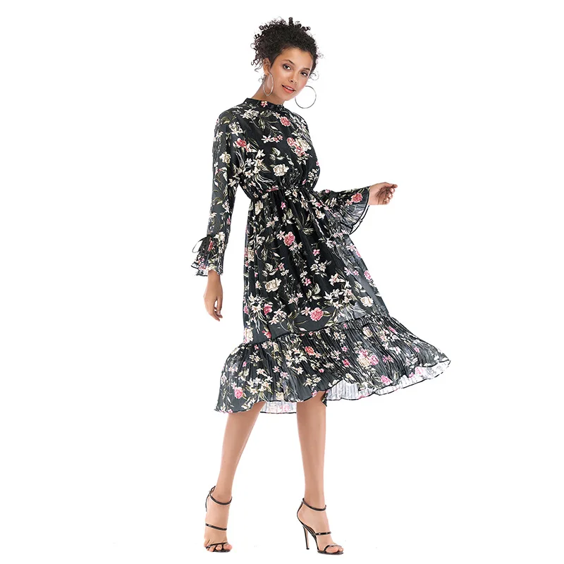 2019 Spring Long Sleeve Boho Beach Women Fashion Print Loose Casual Dress Trumpet Sleeves Vintage Chiffon Elegant Cute Dresses
2019 Spring Long Sleeve Boho Beach Women Fashion Print Loose Casual Dress Trumpet Sleeves Vintage Chiffon Elegant Cute Dresses