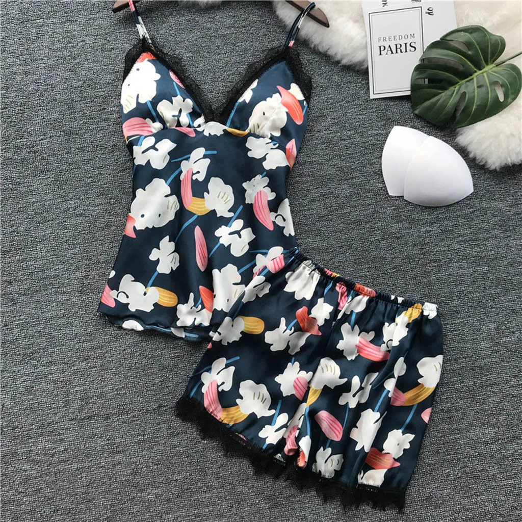 Womens Sexy Satin Sling Sleepwear Lingerie Lace Print Nightwear Underwear Set Lingerie Femme Pajamas For Women Sleepwear
Womens Sexy Satin Sling Sleepwear Lingerie Lace Print Nightwear Underwear Set Lingerie Femme Pajamas For Women Sleepwear