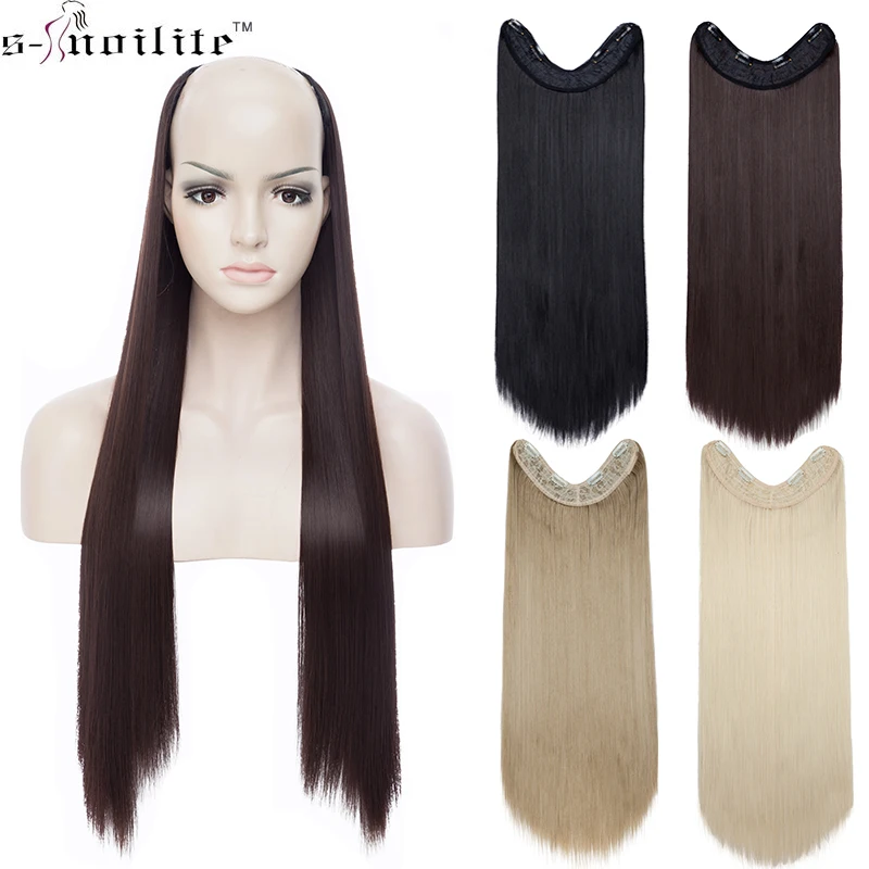 SNOILITE 26inch long straight hair extension synthetic 4 clip ins one piece extension hair women Fake Hair half Wig Black Brown
SNOILITE 26inch long straight hair extension synthetic 4 clip ins one piece extension hair women Fake Hair half Wig Black Brown