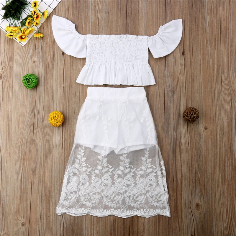 2019 Summer Off Shoulder White Lace Floral Tops Long Skirt Outfits Casual Solid Lovely Costume Toddler Kid Baby Girl Clothes Set
2019 Summer Off Shoulder White Lace Floral Tops Long Skirt Outfits Casual Solid Lovely Costume Toddler Kid Baby Girl Clothes Set