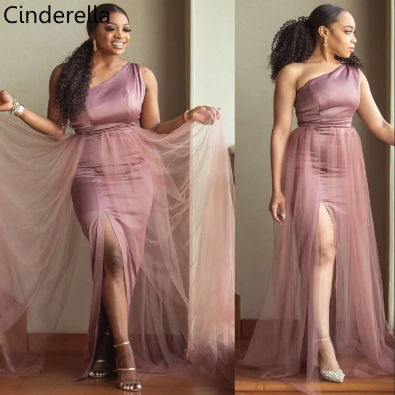 Cinderella One Shoulder Side Slit Floor Length Elastic Satin Mermaid Bridesmaid Dresses With Tulle Bridesmaid Dresses
Cinderella One Shoulder Side Slit Floor Length Elastic Satin Mermaid Bridesmaid Dresses With Tulle Bridesmaid Dresses