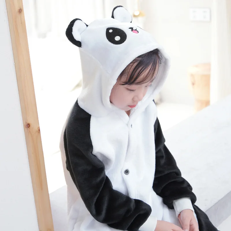 

Теплые детские пижамы комбинезоны в виде животных фланелевые Детские пижамы Пижама с дизайном «панда» для девочек пижама для мальчиков косплей