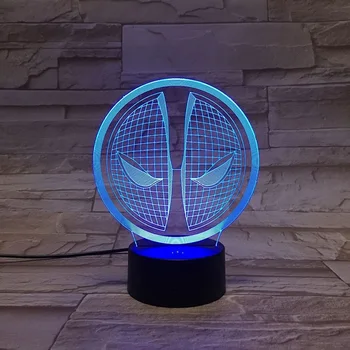 Deadpool Mask Decorative USB LED 3D Table Lamp Multicolor spideypool Lighting Cable Children's Gift BedRoom Night Light
Deadpool Mask Decorative USB LED 3D Table Lamp Multicolor spideypool Lighting Cable Children's Gift BedRoom Night Light