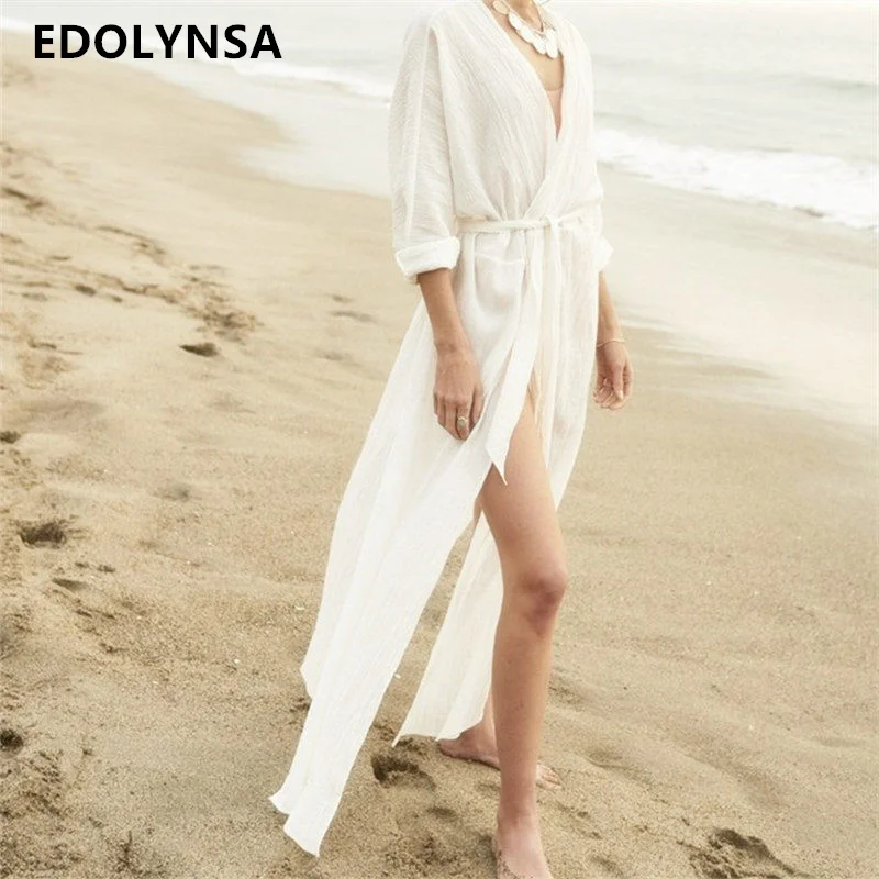 White Solid Vacation Boho Bohemian Beach Dress Tunic Self Belted High Waist Maxi Dress 2019 Summer Women Elegant Wrap Dress N587
White Solid Vacation Boho Bohemian Beach Dress Tunic Self Belted High Waist Maxi Dress 2019 Summer Women Elegant Wrap Dress N587