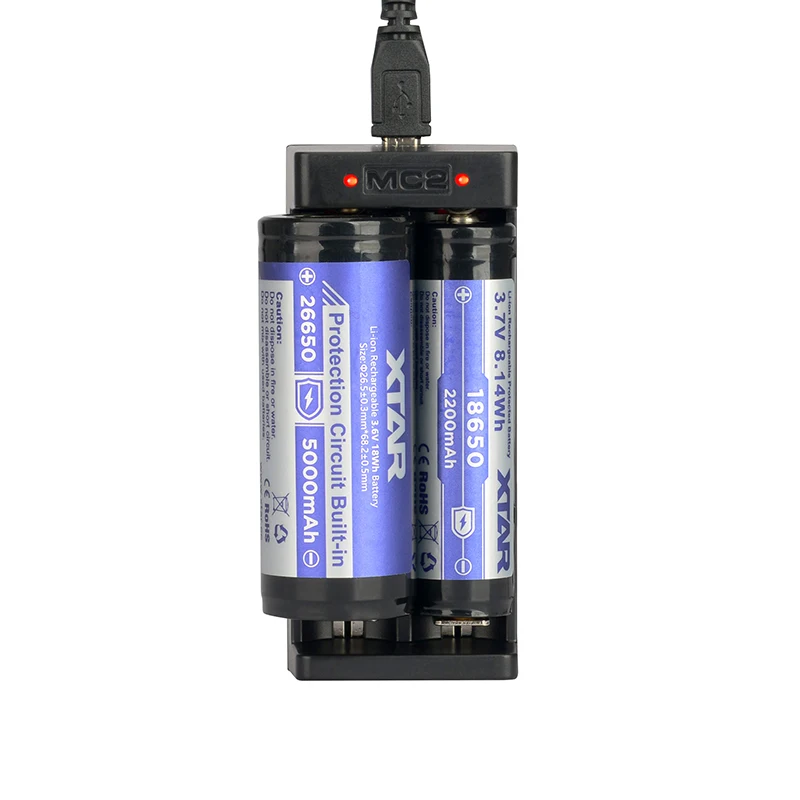 

Original XTAR MC2 Mini USB Li-ion Battery Charger Universal 3.7V for 18650 20700 21700 14500 16340 10440 26650 Batteries