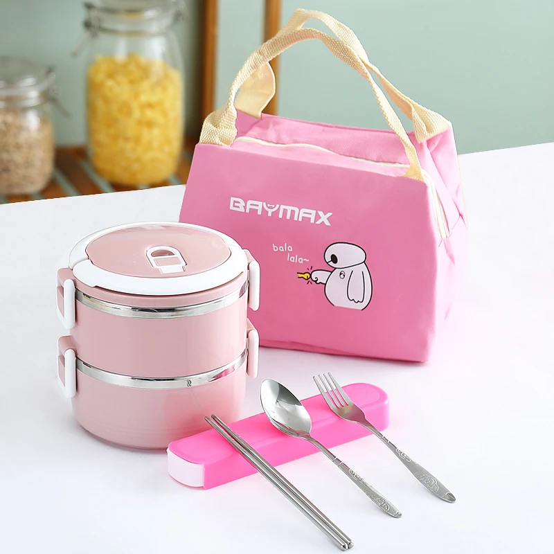 Hello Kitty Stainless Steel Lunch Box Food Storage Container Bento include Bag