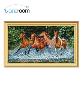 Oneroom Top Quality Lovely Counted Cross Stitch Kit four brown horses horse paddle with water river dim 35214 11 14CT D224
Oneroom Top Quality Lovely Counted Cross Stitch Kit four brown horses horse paddle with water river dim 35214 11 14CT D224