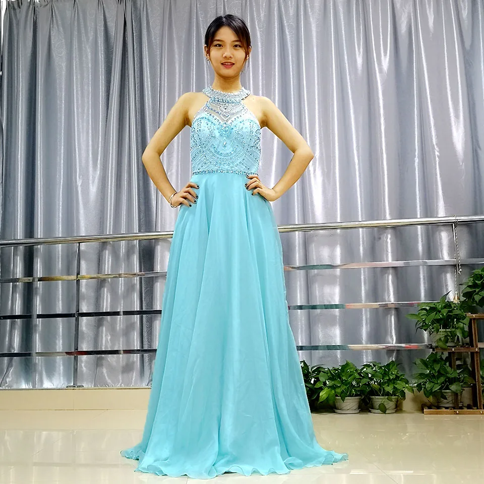 Fashionable Halter Plus Size A-Line Beaded Blue Evening Dress Long 2018 Vestido de noche
Fashionable Halter Plus Size A-Line Beaded Blue Evening Dress Long 2018 Vestido de noche