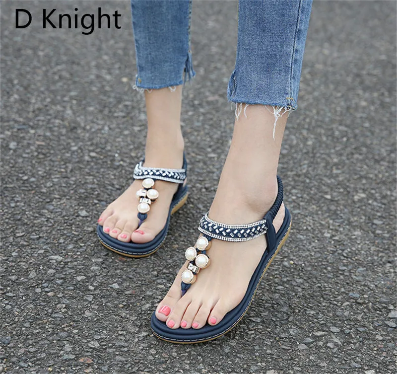 Tong Femme Summer Shoes Women Bohemia Ethnic Flip Flops Soft Flat Sandals Woman Casual Comfortable Plus Size Black Sandals 35-43 (12)