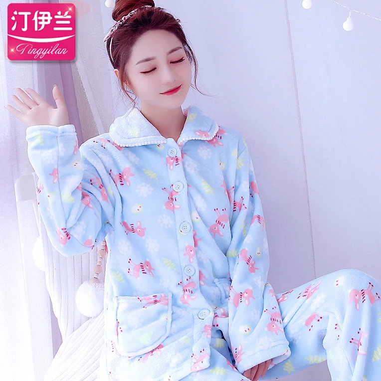 Women's Winter Warm Pajamas Girls Long Sleeve Thickened Flannel Suit Female Coral Fleece Plus Size Warm Homewear D-2104
Women's Winter Warm Pajamas Girls Long Sleeve Thickened Flannel Suit Female Coral Fleece Plus Size Warm Homewear D-2104