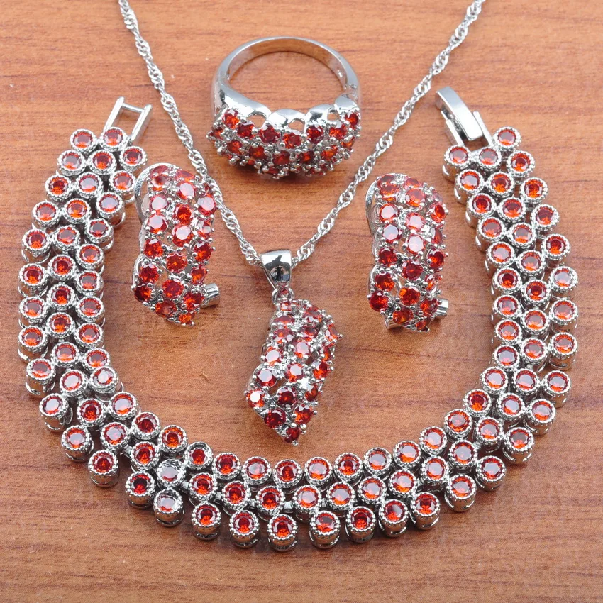925 Sterling Silver Jewelry Sets Red Zirconia Earrings For Womenl Pendant Ring Bracelets Necklace Set Gift Jewelry Box JS0283
925 Sterling Silver Jewelry Sets Red Zirconia Earrings For Womenl Pendant Ring Bracelets Necklace Set Gift Jewelry Box JS0283