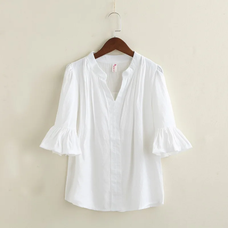 2019 Fashion Solid V Neck Women Shirt Summer Casual Flare Half Sleeve Shirts Elegant Ladies Formal Office Shirt Clothing Cotton
2019 Fashion Solid V Neck Women Shirt Summer Casual Flare Half Sleeve Shirts Elegant Ladies Formal Office Shirt Clothing Cotton