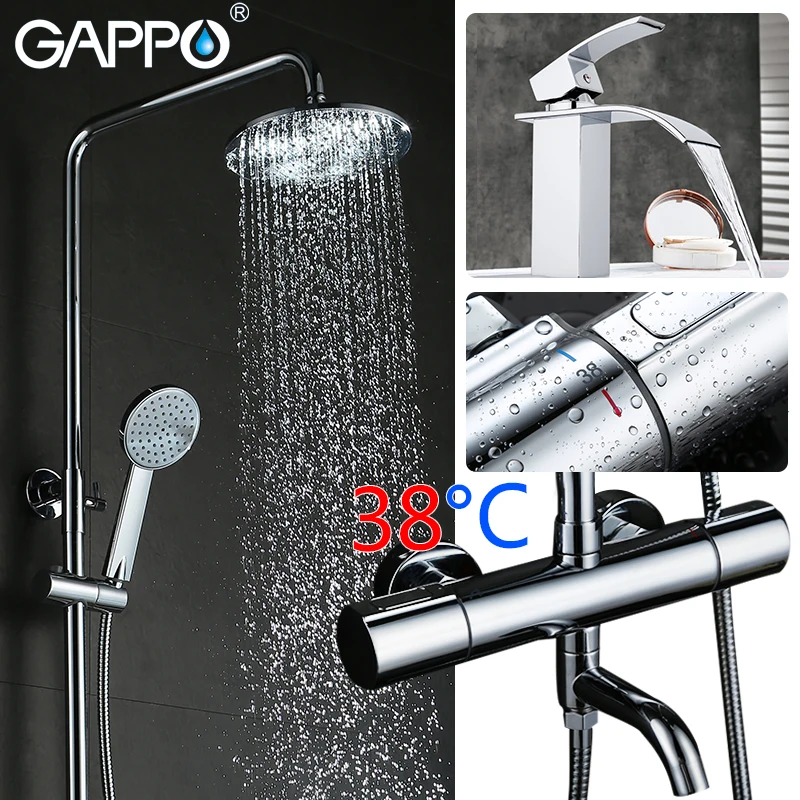 

GAPPO Bathtub faucet bathroom mixer shower tap bath shower head taps rainfall shower set waterfall thermostatic shower faucets