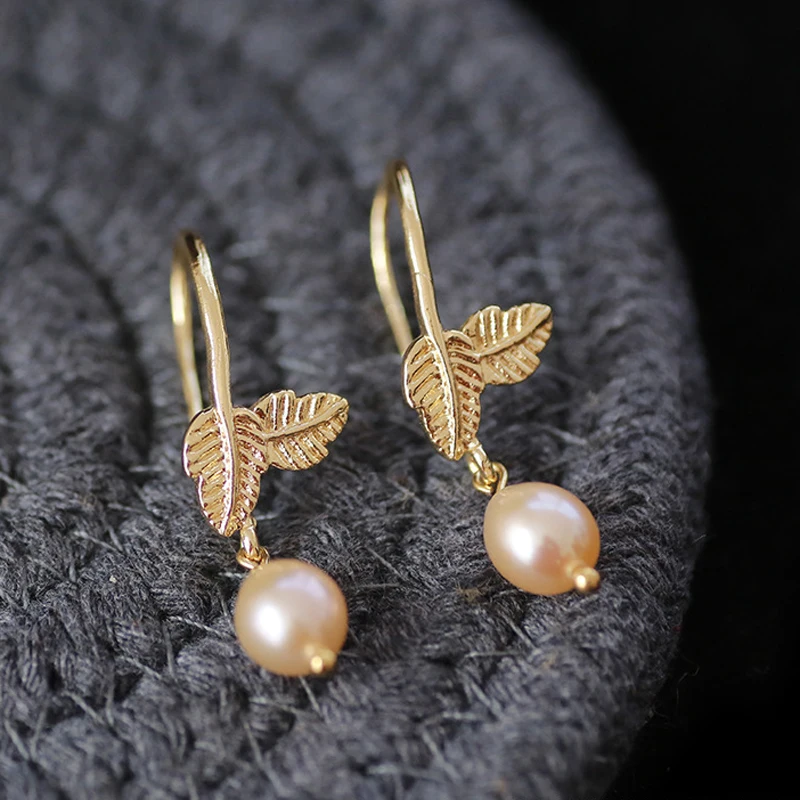 Handmade 14KGF Leaves Dangle Earrings For Women Natural Fresh Water Pearl Fine Jewellery Brincos
Handmade 14KGF Leaves Dangle Earrings For Women Natural Fresh Water Pearl Fine Jewellery Brincos