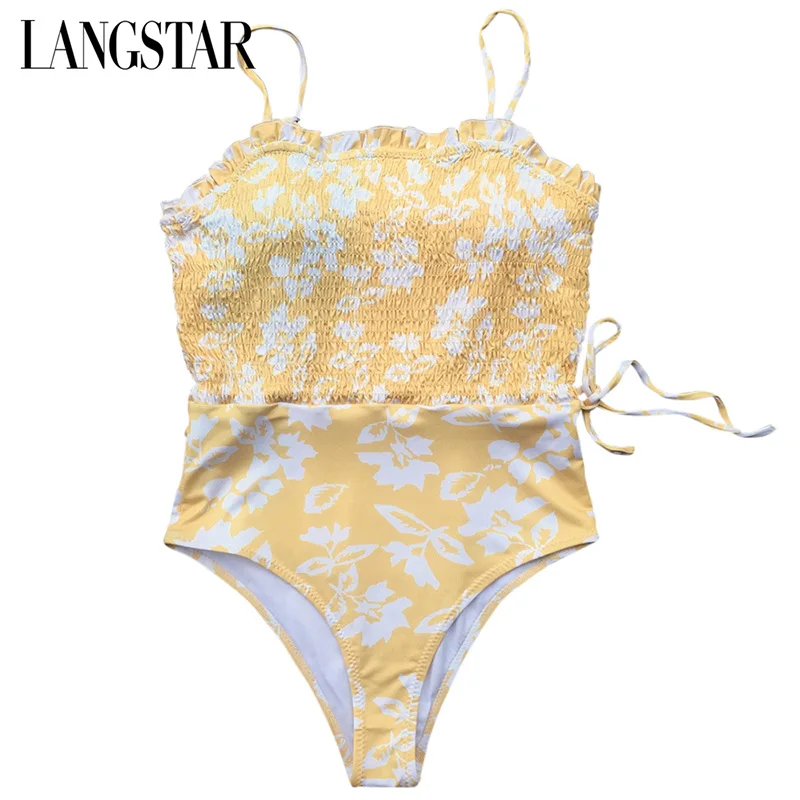 LANGSTAR Summer Swimsuit Women Swimwear Spaghetti Strap Padded Ruffle Floral Print Shirring Women Swimsuit Bikinis 2019 Mujer
LANGSTAR Summer Swimsuit Women Swimwear Spaghetti Strap Padded Ruffle Floral Print Shirring Women Swimsuit Bikinis 2019 Mujer