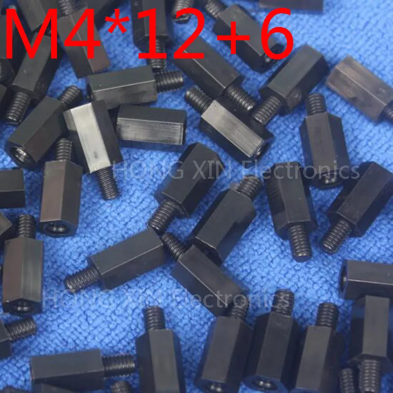 M4*12+6 Black Nylon Standoff Spacer Standard M4 Plastic Male-Female 12mm Standoff Kit Repair Set 100pcs
M4*12+6 Black Nylon Standoff Spacer Standard M4 Plastic Male-Female 12mm Standoff Kit Repair Set 100pcs