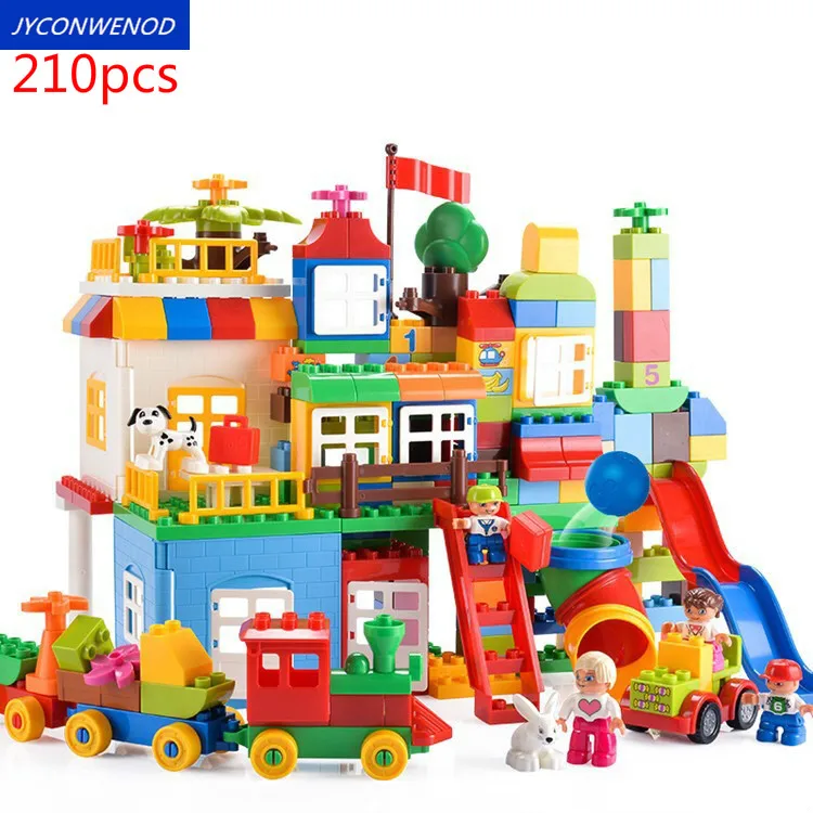 210pcs Large particle building blocks City building brick Compatible with DuploINGly pipeline slide Playground Toy for Children
210pcs Large particle building blocks City building brick Compatible with DuploINGly pipeline slide Playground Toy for Children