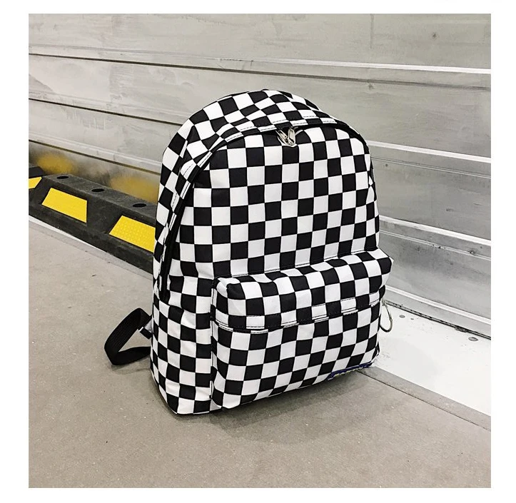 2019 Unisex Plaid Nylon Female Travel Daypack Laptop Backpack Book Schoolbags Feminina School Casual Rucksack Women Bag Rugzak 27