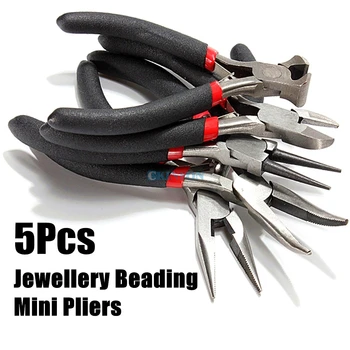 DHL 10PCS x5Pcs Mini Jewellery Plier Cutter Round Bent Nose Beading Making Design Tool Kit