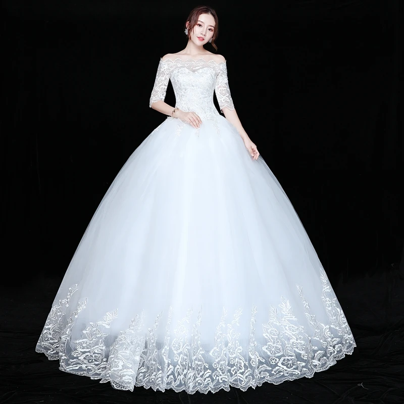 2018 New Wholesale Wedding Dress Half Sleeve Off Shoulder Wedding