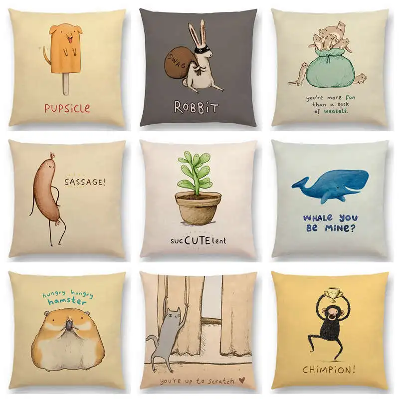 Hot Sale Cute Cartoon Animals Words Happy Decorative Letters Funny Nickname Cat Dog Pug Cushion Home Decor Sofa Throw Pillow
Hot Sale Cute Cartoon Animals Words Happy Decorative Letters Funny Nickname Cat Dog Pug Cushion Home Decor Sofa Throw Pillow