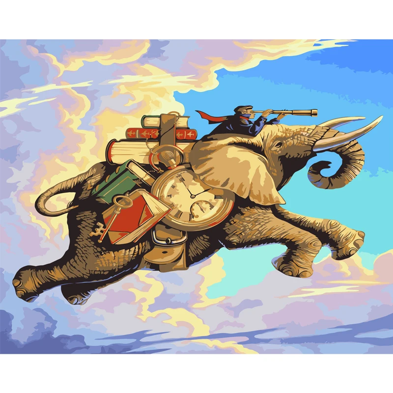HAOCHU Europe Flying Elephant Clock Time DIY Painting By Numbers Oil Painting Funny Wall Picture Home Decor Artwork Cuadros
HAOCHU Europe Flying Elephant Clock Time DIY Painting By Numbers Oil Painting Funny Wall Picture Home Decor Artwork Cuadros