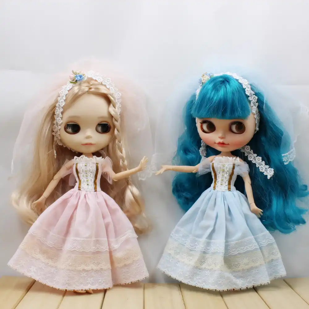 blyth doll icy licca toy clothes lace wedding dress rabbit head