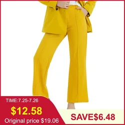 Tangada брючный костюм желтые брюки брюки с высокой талией брюки с завышенной талией высокая посадка офисный стиль классические брюки брюки со..., Aliexpress