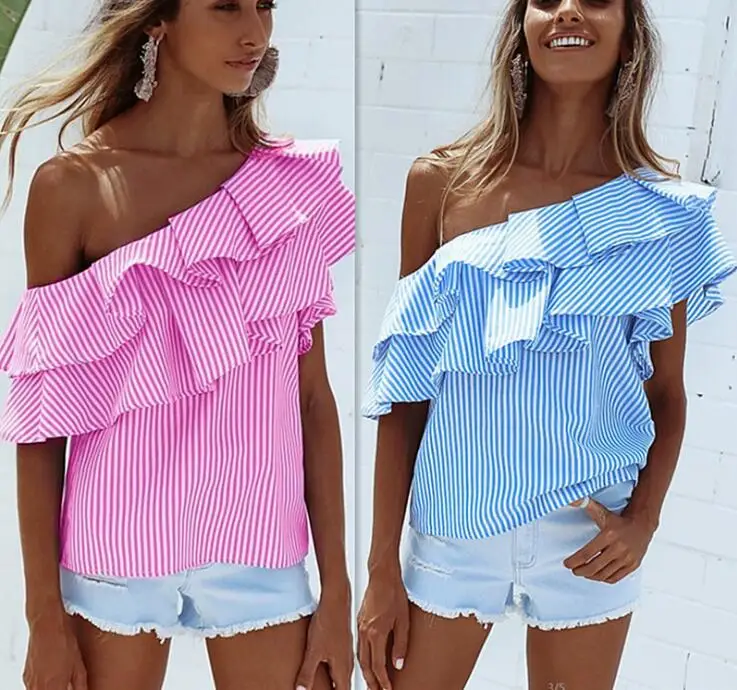 2019 spring and summer new hot sale comfortable fashion oblique off shoulder irregular ruffled vertical stripes ladies shirt a48
2019 spring and summer new hot sale comfortable fashion oblique off shoulder irregular ruffled vertical stripes ladies shirt a48