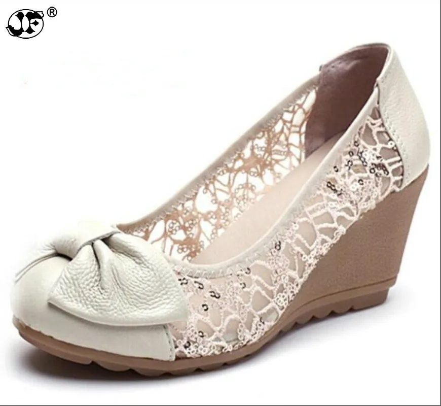 New Fashion High heels Women Pumps Genuine Leather Lace Ivory Ladies Wedge Shoes Sandal 889
New Fashion High heels Women Pumps Genuine Leather Lace Ivory Ladies Wedge Shoes Sandal 889