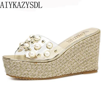 AIYKAZYSDL Women PVC Clear Transparent Sandals Platform Wedge High Heels Slides Mules Rhinestone Beaded Straw Hemp Cane Shoes
AIYKAZYSDL Women PVC Clear Transparent Sandals Platform Wedge High Heels Slides Mules Rhinestone Beaded Straw Hemp Cane Shoes