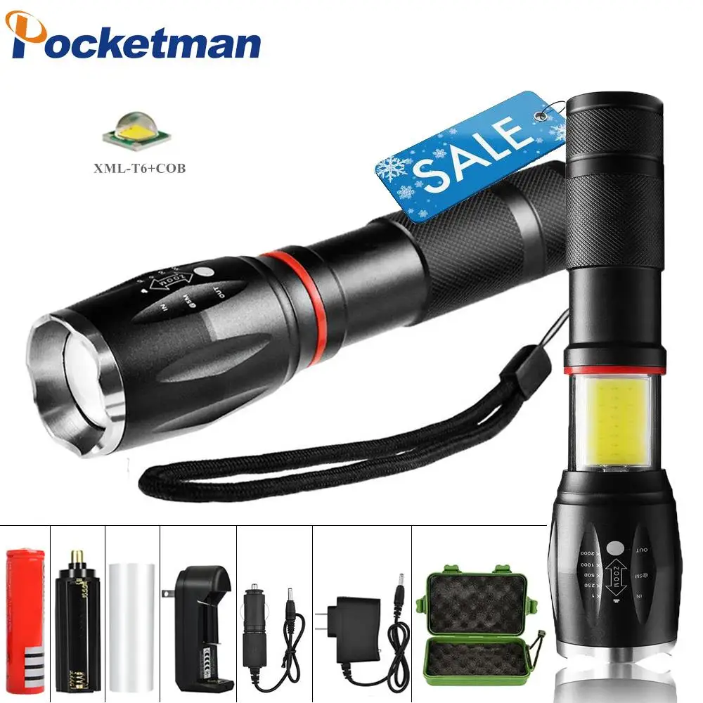 8000 Lumens LED Tactical Flashlight T6+ COB Lantern Magnetic 6-Modes Waterproof Torch for Emergency with 18650 battery charger
8000 Lumens LED Tactical Flashlight T6+ COB Lantern Magnetic 6-Modes Waterproof Torch for Emergency with 18650 battery charger