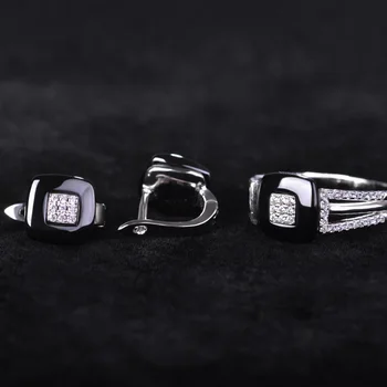 Dazz Black Ceramic Jewelry Sets Stud Earrings Rings Brincos Cubic Zircon Copper Eternity Porcelain Ring Wedding Engagement Joyas
Dazz Black Ceramic Jewelry Sets Stud Earrings Rings Brincos Cubic Zircon Copper Eternity Porcelain Ring Wedding Engagement Joyas