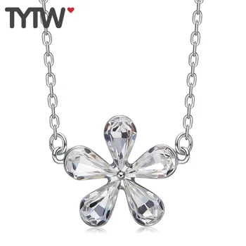 TYTW S925 Sterling Silver Women Charm Chic Pendant Flower layer Necklace Crystals from Austrian Fashion Jewelry Drop Shipping
TYTW S925 Sterling Silver Women Charm Chic Pendant Flower layer Necklace Crystals from Austrian Fashion Jewelry Drop Shipping
