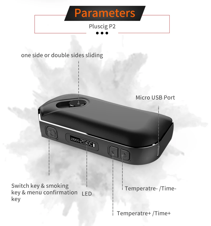 SMY 2 Pluscig P2 LED Display Temp-Control 1300mAh Big Battery compatibility with Box Mob Electronic Cigarette Vape Kit
