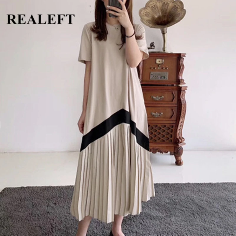 REALEFT Women 2020 Casual Pleated Long Dresses Short Sleeve O-Neck High Waist Color Patchwork Striped Print Dresses for Ladies
REALEFT Women 2020 Casual Pleated Long Dresses Short Sleeve O-Neck High Waist Color Patchwork Striped Print Dresses for Ladies