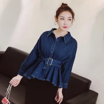 Women Short Denim Jacket Girls long sleeves Flounce loose Jeans Jackets with belt Ladies slim Outerwear Coats woman clothes
Women Short Denim Jacket Girls long sleeves Flounce loose Jeans Jackets with belt Ladies slim Outerwear Coats woman clothes