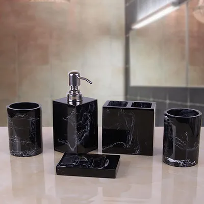 Marble Texture Resin Bathroom Five-piece European Creative Wash Set Soap Box Toothbrush Holder Lotion Bottle Tray Bathroom Suppl
Marble Texture Resin Bathroom Five-piece European Creative Wash Set Soap Box Toothbrush Holder Lotion Bottle Tray Bathroom Suppl
