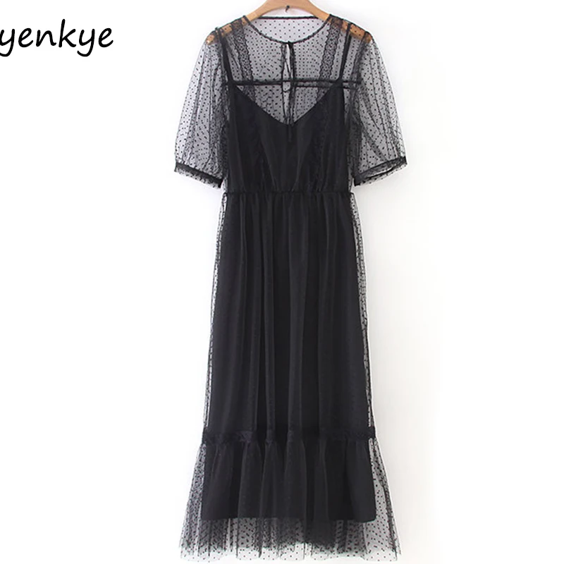 Summer 2019 Women Sexy Semi-sheer Black Voile Dress Romantic Lady O Neck Short Sleeve A-line Party Long Dress XZWM19030
Summer 2019 Women Sexy Semi-sheer Black Voile Dress Romantic Lady O Neck Short Sleeve A-line Party Long Dress XZWM19030