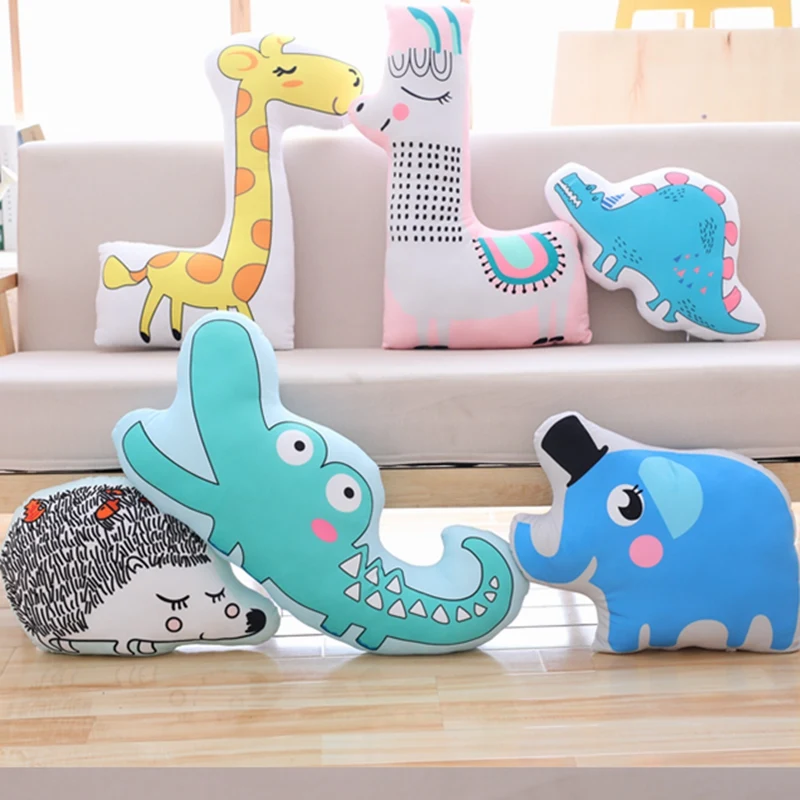 

1pc Cute Plush Pillow Stuffed Plush Hedgehog Dinosaur Elephant Giraffe Alpaca Crocodile Cushions Decoration Children Gifts