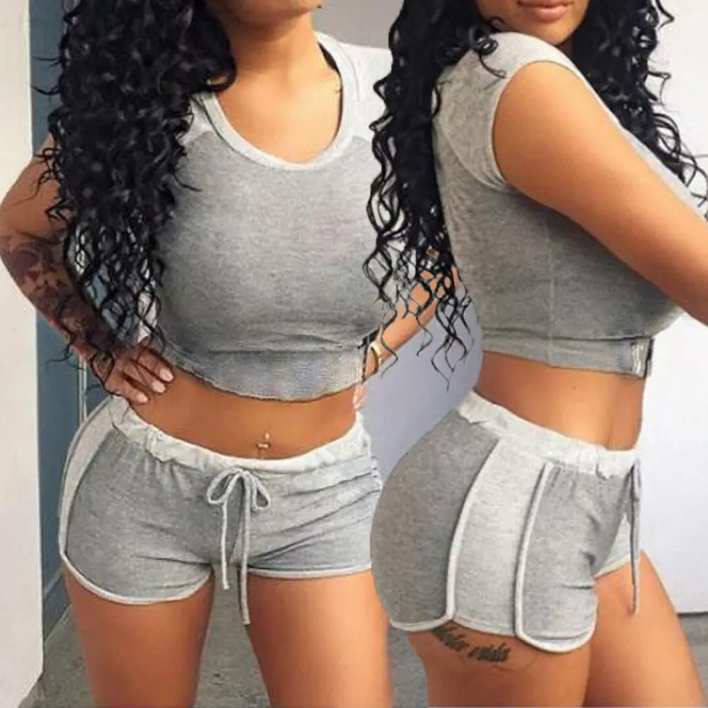 2018 Women Casual Short Sleeves Crop Top T-shirts Elastic Waist Shorts Women Suits Hot
2018 Women Casual Short Sleeves Crop Top T-shirts Elastic Waist Shorts Women Suits Hot