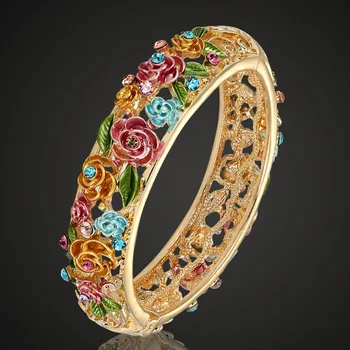 Enamel Flower Bangle For Women Anniversary Jewelry Colar Indain Bangles Very Beautiful Rose Flower Enamel Bangles Puseiras Ouro
Enamel Flower Bangle For Women Anniversary Jewelry Colar Indain Bangles Very Beautiful Rose Flower Enamel Bangles Puseiras Ouro